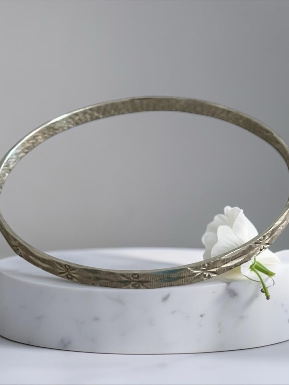 Sterling Silver Floral Engraved Bangle Bracelet